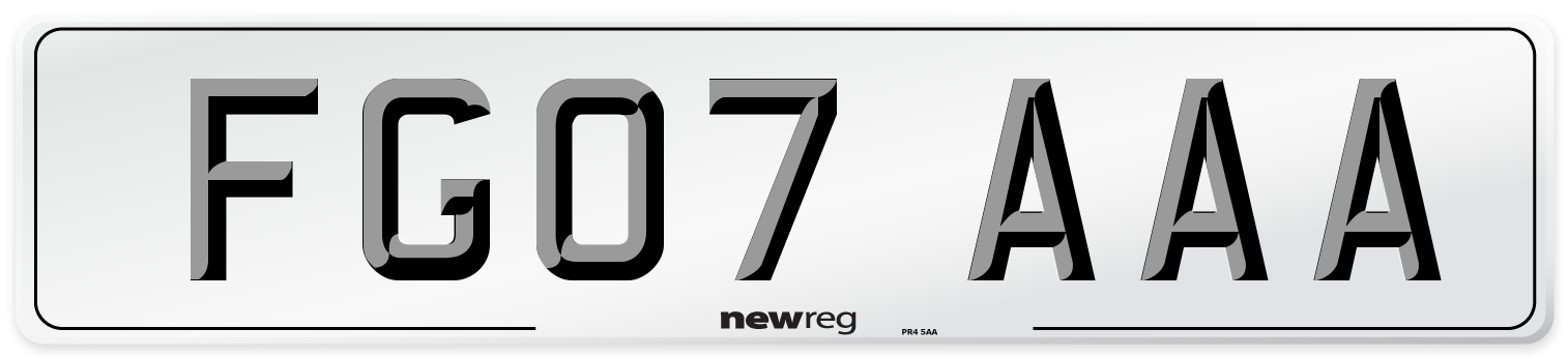 FG07 AAA Number Plate from New Reg